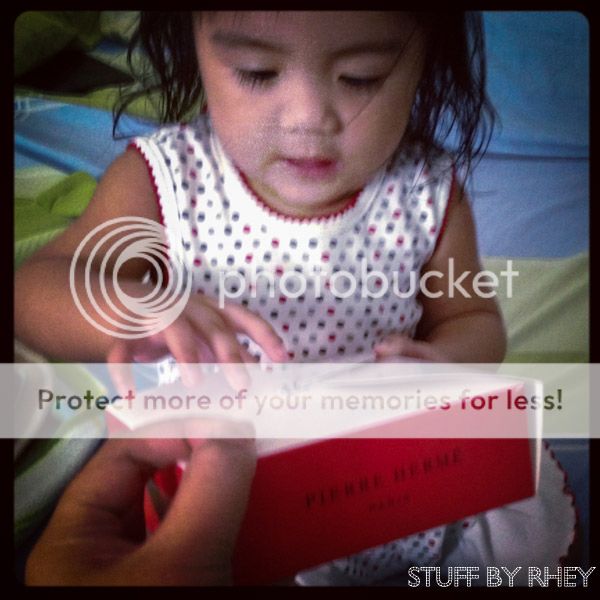 Aria trying to get a hold of my Pierre Herme box